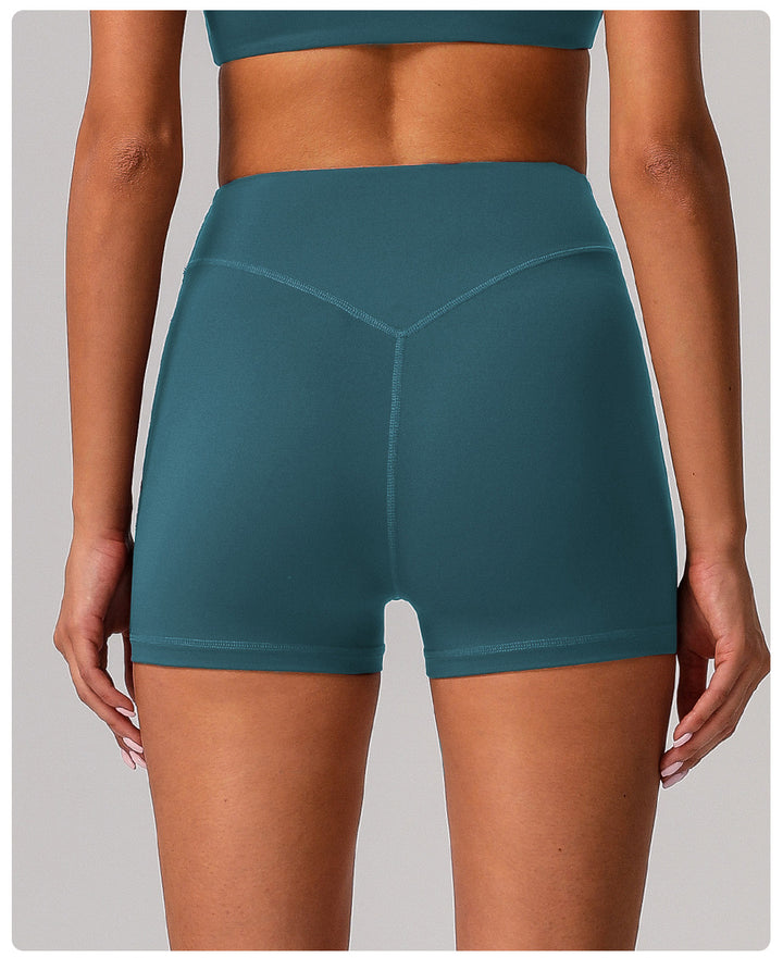Nude Feel Tight Yoga Shorts Women High Waist Belly Contracting No Embarrassment Line Fitness Pants Hip Lifting Running Exercise Shorts