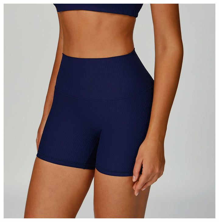 Sollinarry Threaded Tight Yoga Shorts High Waist Hip Lift High Intensity Sports Workout Clothes Outdoor Running Shorts
