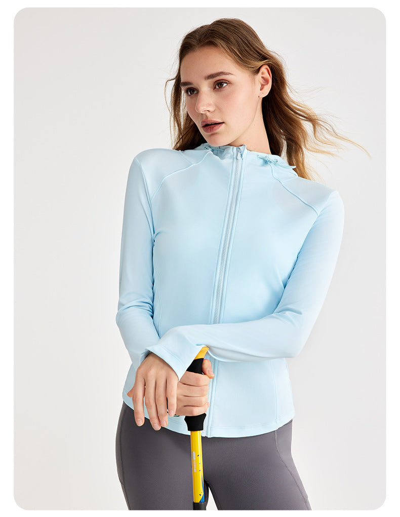Raw Yarn Ice Feeling Hooded Sun Proof Top Women Slim Fit Slimming UV Protection UPF50 Outdoor Riding Sun-Protective Clothing