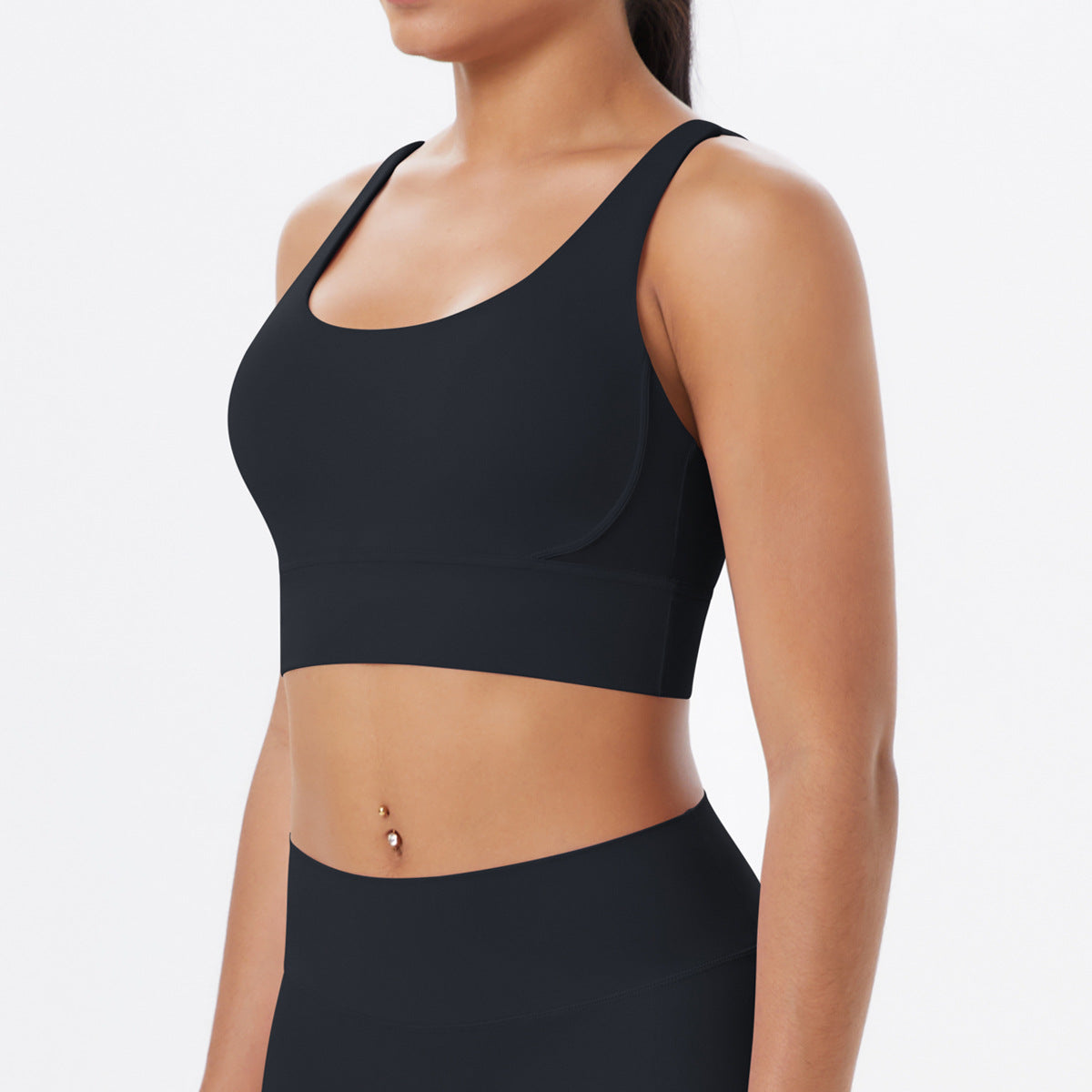 Nude Feel Solid Color Sports Underwear Push up Sexy Double Shoulder Strap Beauty Back Yoga Bra Running Workout Vest Women