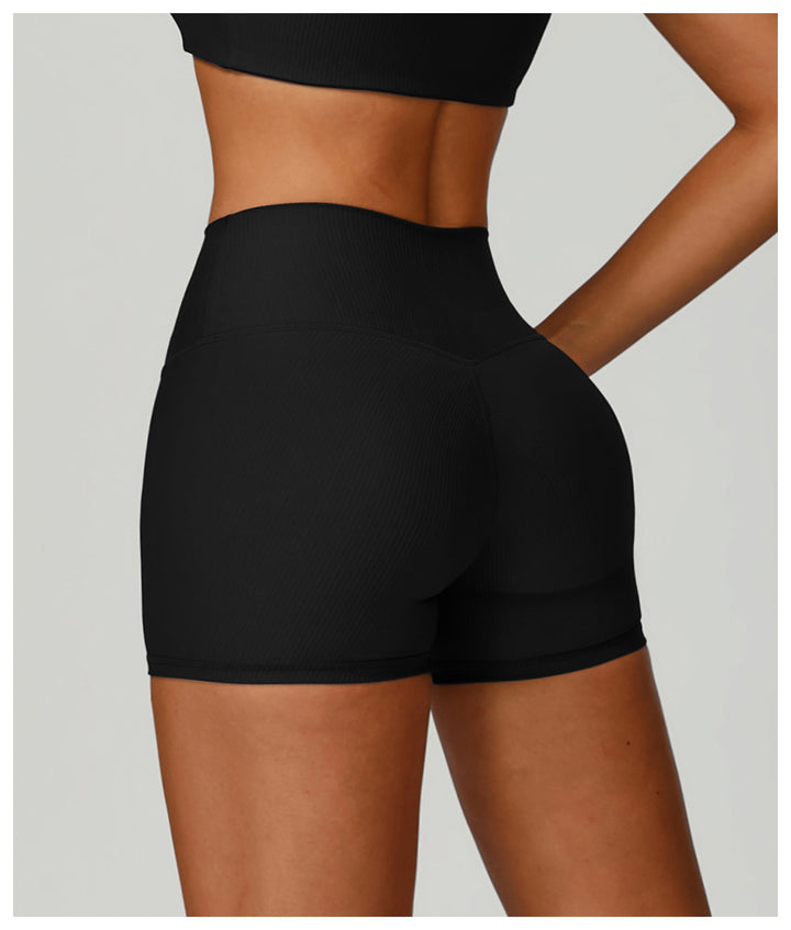 Sollinarry Threaded Tight Yoga Shorts High Waist Hip Lift High Intensity Sports Workout Clothes Outdoor Running Shorts