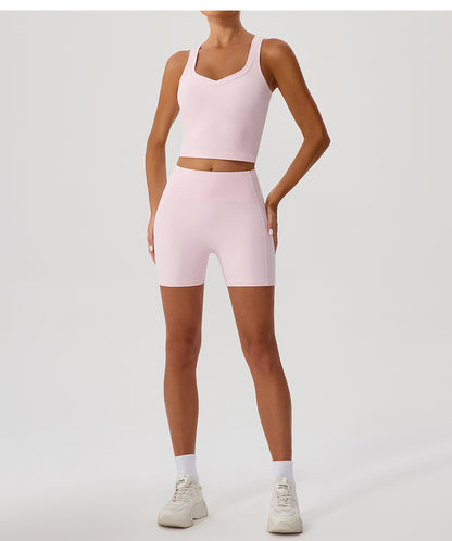 High Elastic Sports Yoga Vest High Strength I Shaped Outer Wear with Chest Pad Workout Running Top