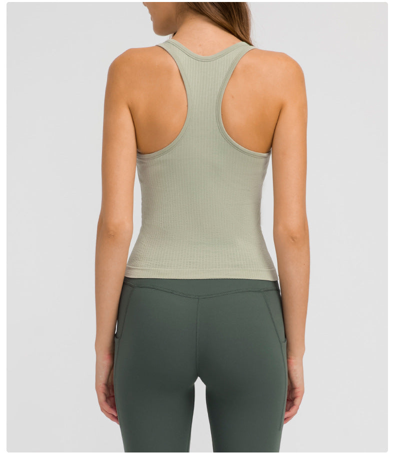 Yoga Clothes Autumn Winter with Chest Pad I-Shaped Beauty Back Yoga Vest Sports Running Fitness Top Women