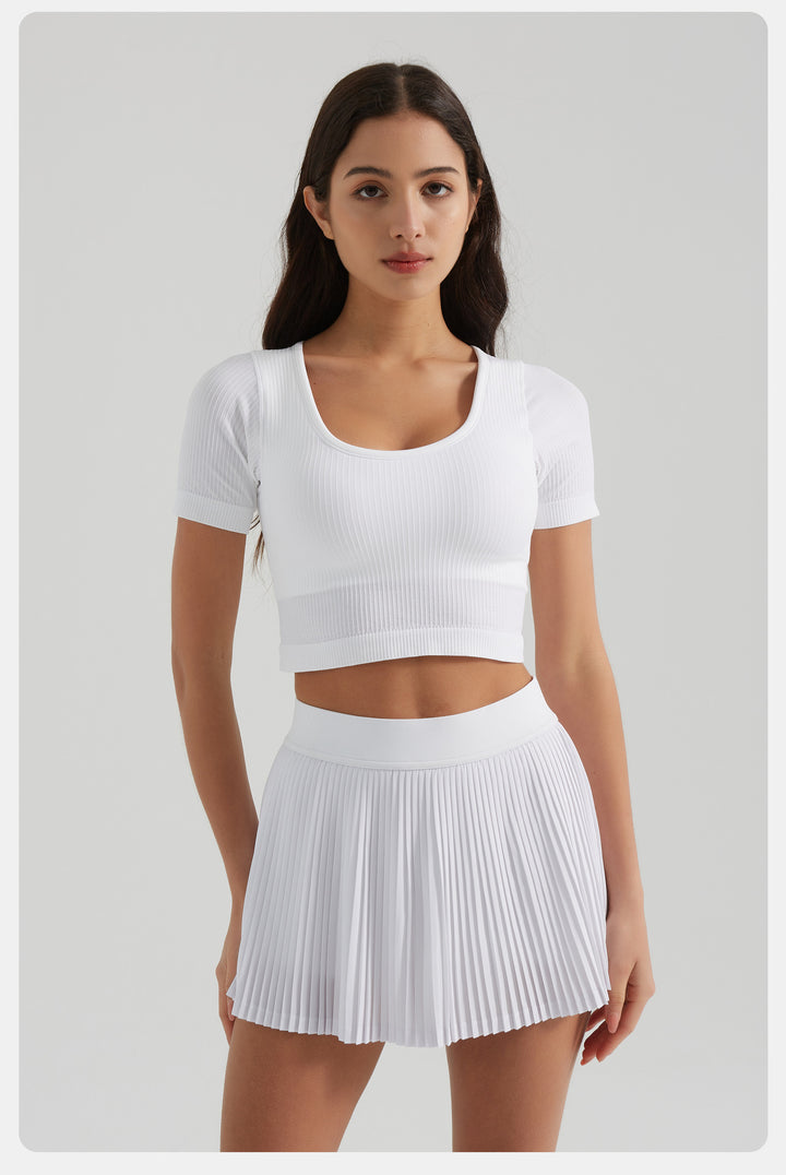 Summer High Waist Quick Drying Breathable Yoga Skirts Exposure Proof Belt Pocket Casual Outdoor Pleated Tennis Skirt