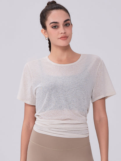 Spring Summer High-Grade Casual Slimming Yoga Jacket Loose Breathable Sports Blouse Hollow Out Cutout out Beauty Back Women Yoga Clothes