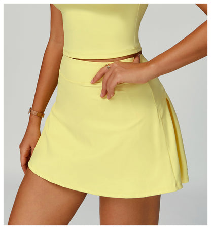 Sollinarry Waist Turning Sports Short Skirt Anti Exposure Nude Feel Summer Short Skirt Pocket High Grade Short Skirt for Women