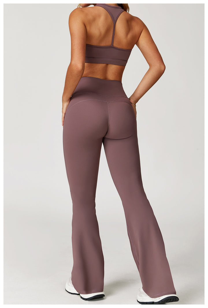 Sollinarry Nude Feel Casual Flared Pants Wide Leg Slimming Bootcut Pants Outdoor Running Exercise Workout Pants