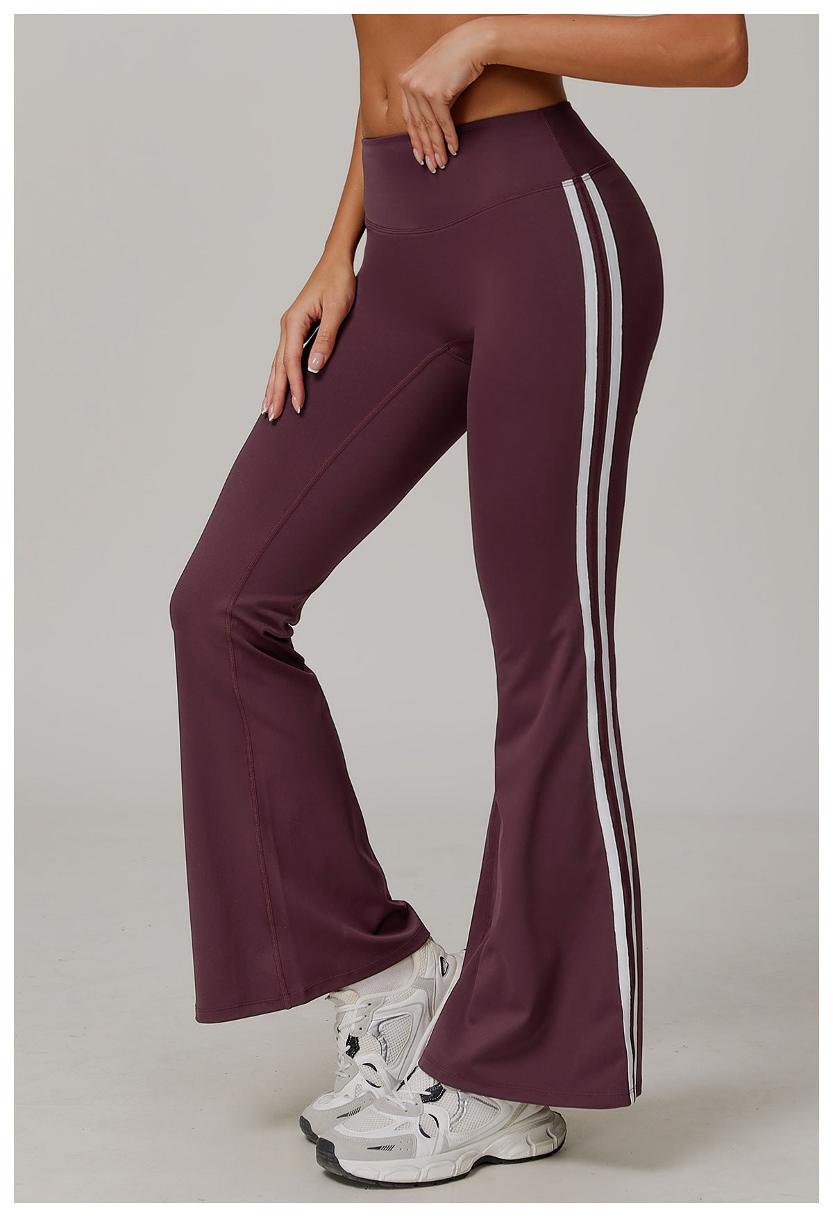 Sollinarry Nude Feel Sports Trousers Slightly Stretch Slimming Wide Leg Fitness Pants Quick Dry Casual Running Bell Bottom Pants