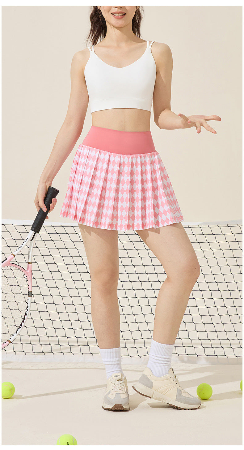 Women Summer High Waist Sports Pleated Skirt with Lining Anti Exposure Quick-Drying Tennis Skirt Casual All Match Yoga Skirt