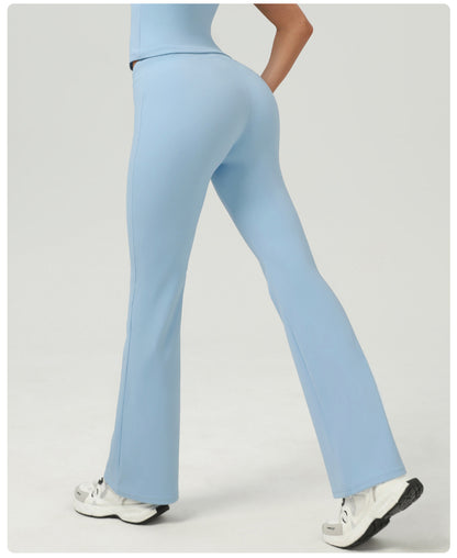 Peach Hip Raise Yoga Bell-Bottom Pants Fitness Sports Wide Legs Bootcut Trousers High Waist Drawstring Quick Drying Yoga Pants Women