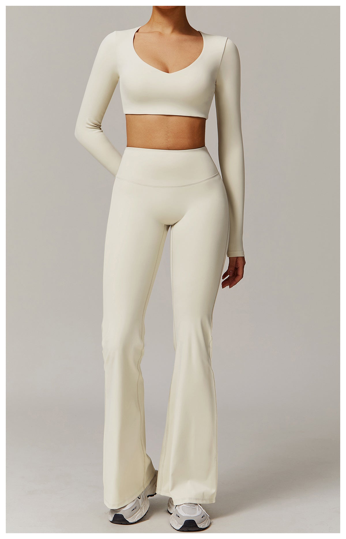 Sollinarry Skinny Yoga Pants Women Slightly Wide Leg Running Exercise Pants High Waist Workout Bell Bottom Pants