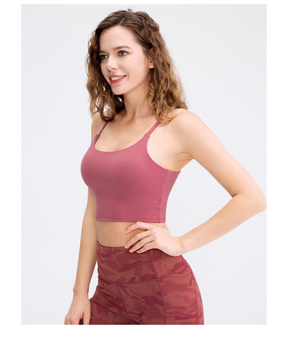 Yoga Vest with Chest Pad Women Fitness Exercise Breathable Yoga Clothes Spaghetti Strap Camisole Top