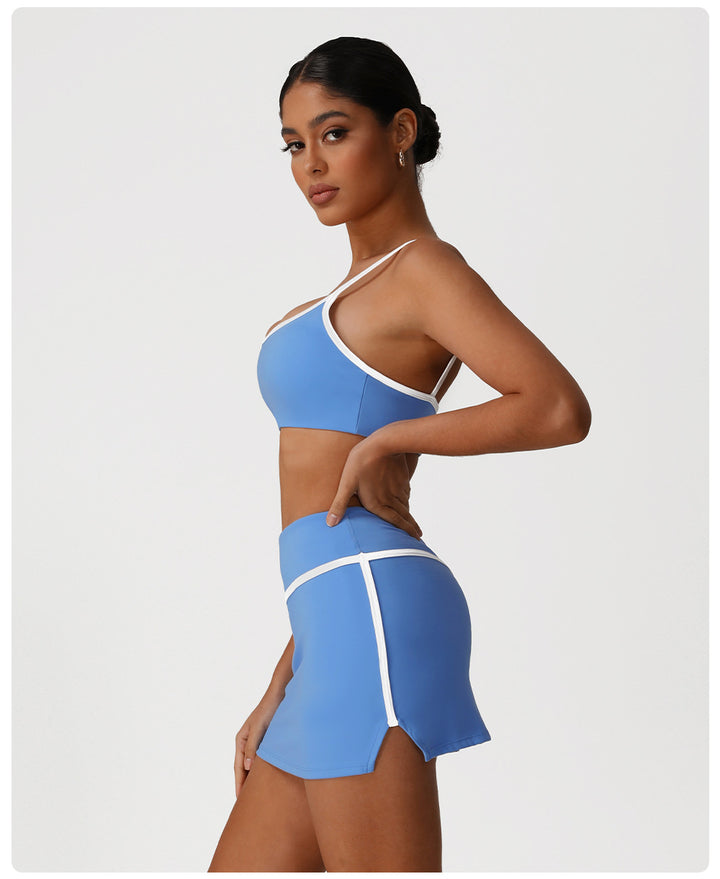 Sports Contrast Color Yoga Skirts High Waist Hip Lift Quick Drying Tennis Skirt Outdoor Sports Casual Skirt