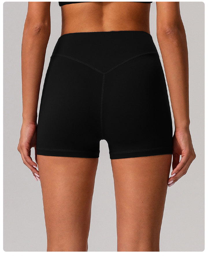Nude Feel Tight Yoga Shorts Women High Waist Belly Contracting No Embarrassment Line Fitness Pants Hip Lifting Running Exercise Shorts