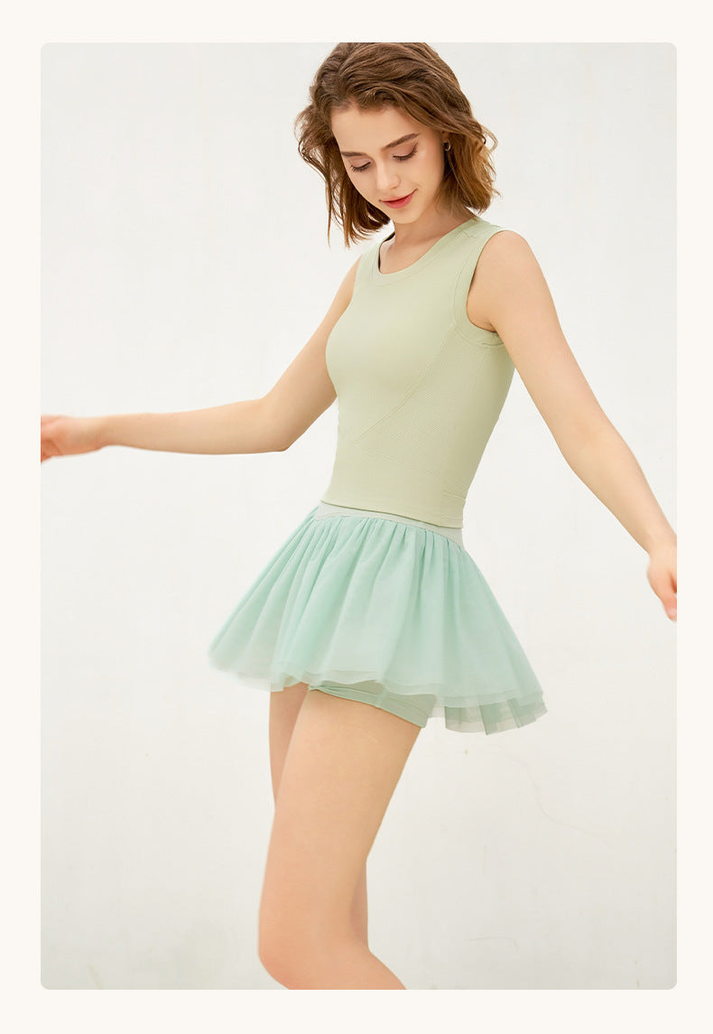 Spring Summer Tennis Skirt Women Badminton Culottes Running Fitness Culottes Sports Skirt High Elastic Breathability Gauze Skirt