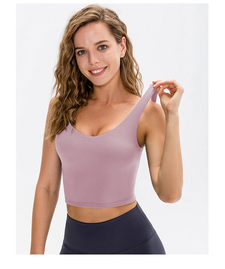 Naked Women Yoga Vest Tight High Elastic Workout Bra Running Shockproof Sports Underwear with Chest Pad