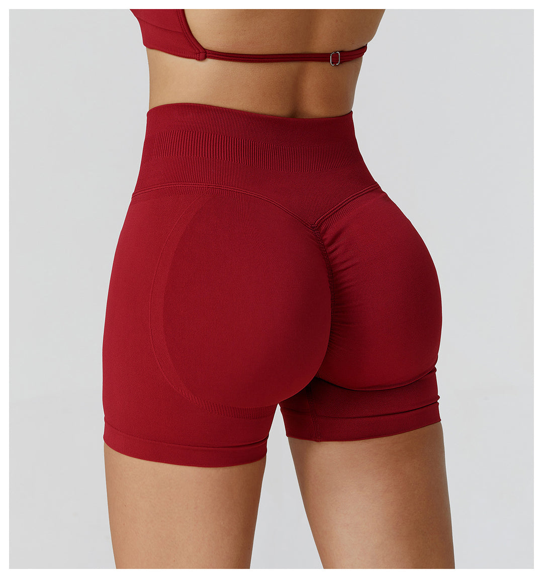 Sollinarry Seamless Yoga Shorts High Waist Pleated Peach Hip Slim Fitness Clothes Outdoor Running Exercise Shorts