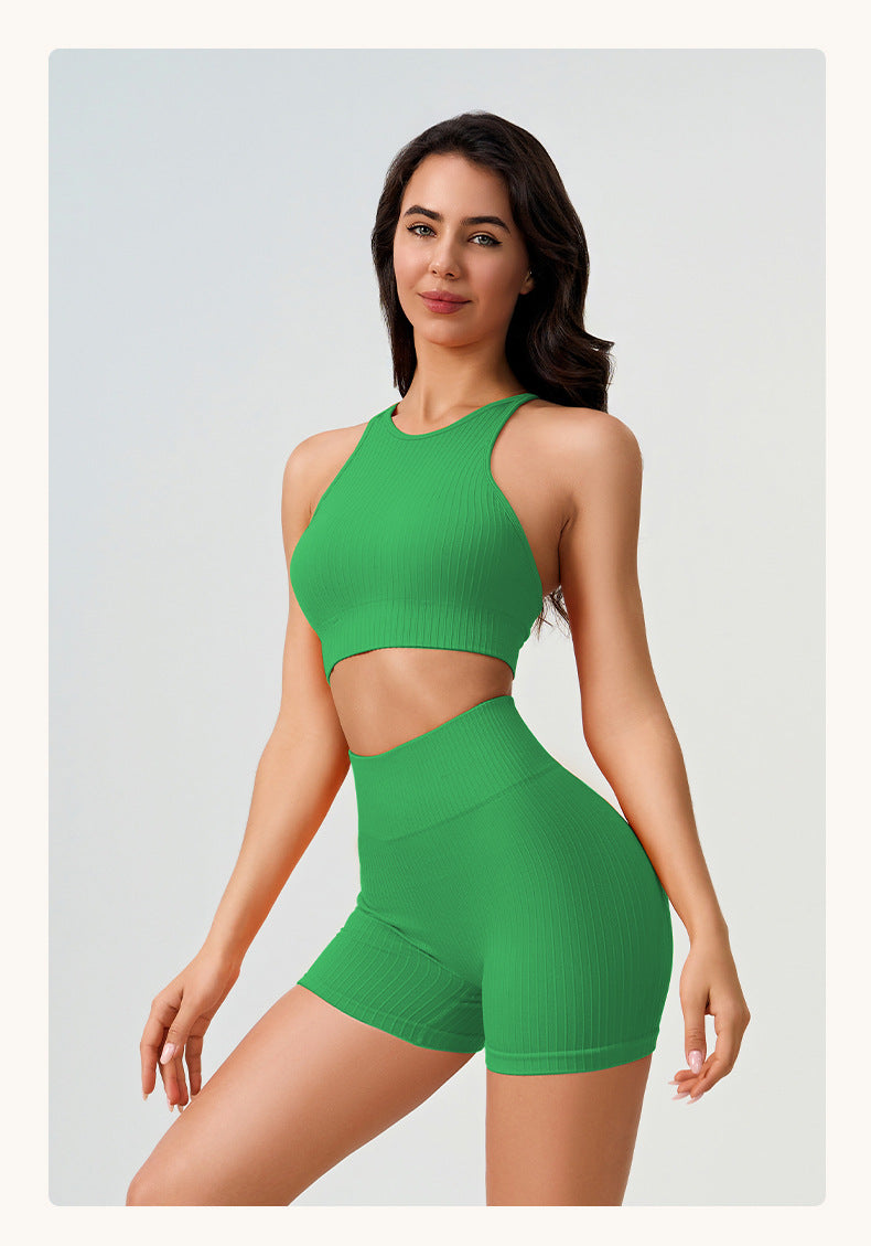 High Elastic Yoga Pants Women High Waist Peach Hip Quick Drying Skinny Running Fitness Pants Thread Solid Color Sports Suit