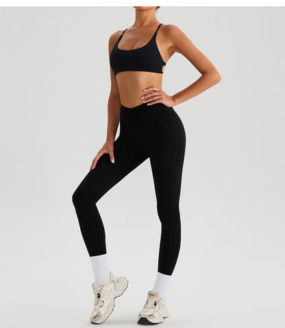 Backless Traceless Cross Strap Yoga Underwear Women Bra with Chest Pad Sports Quick Drying Chest Slimming Fitness Outerwear Bra