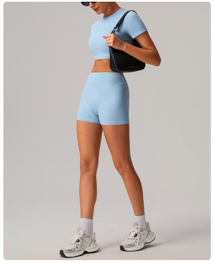 Quick Drying Nude Feel Yoga Shorts Hip Lifting Running Fitness Shorts Tight High Waist Outdoor Exercise Shorts Women