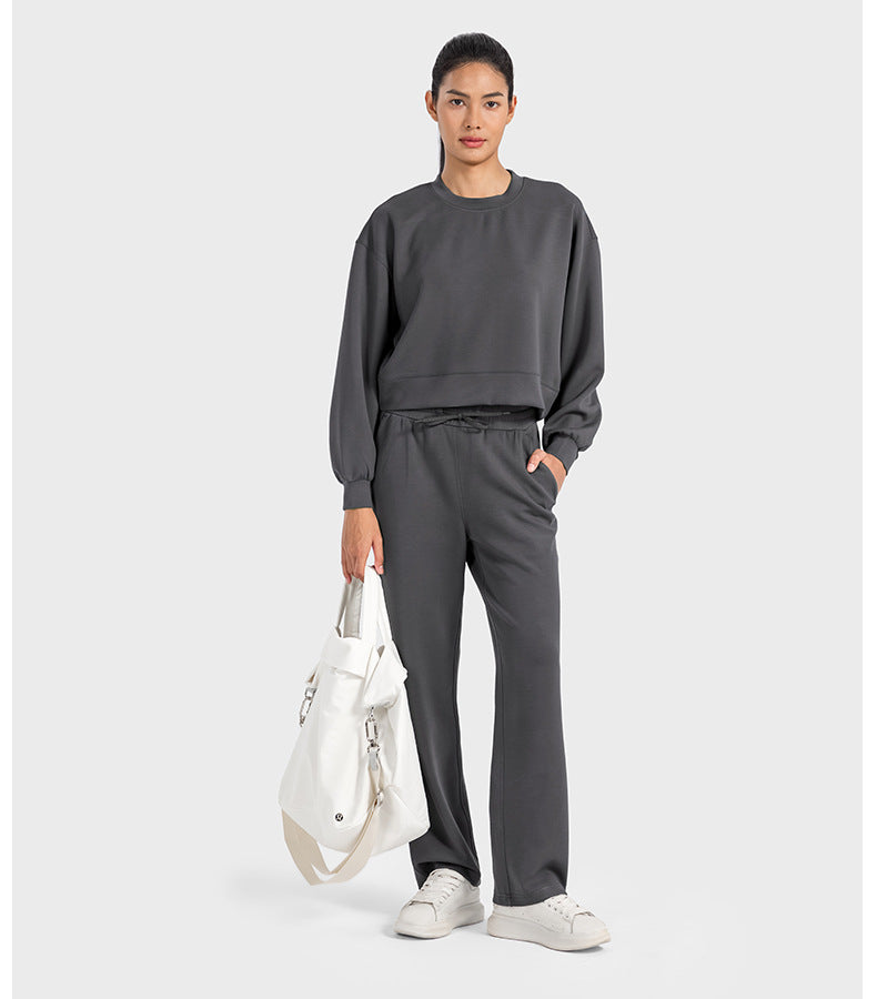 Autumn Winter Air Layer Skin Friendly Casual All Match Track Sweatpants Quick Drying Loose Drooping Straight Sports Pants Women