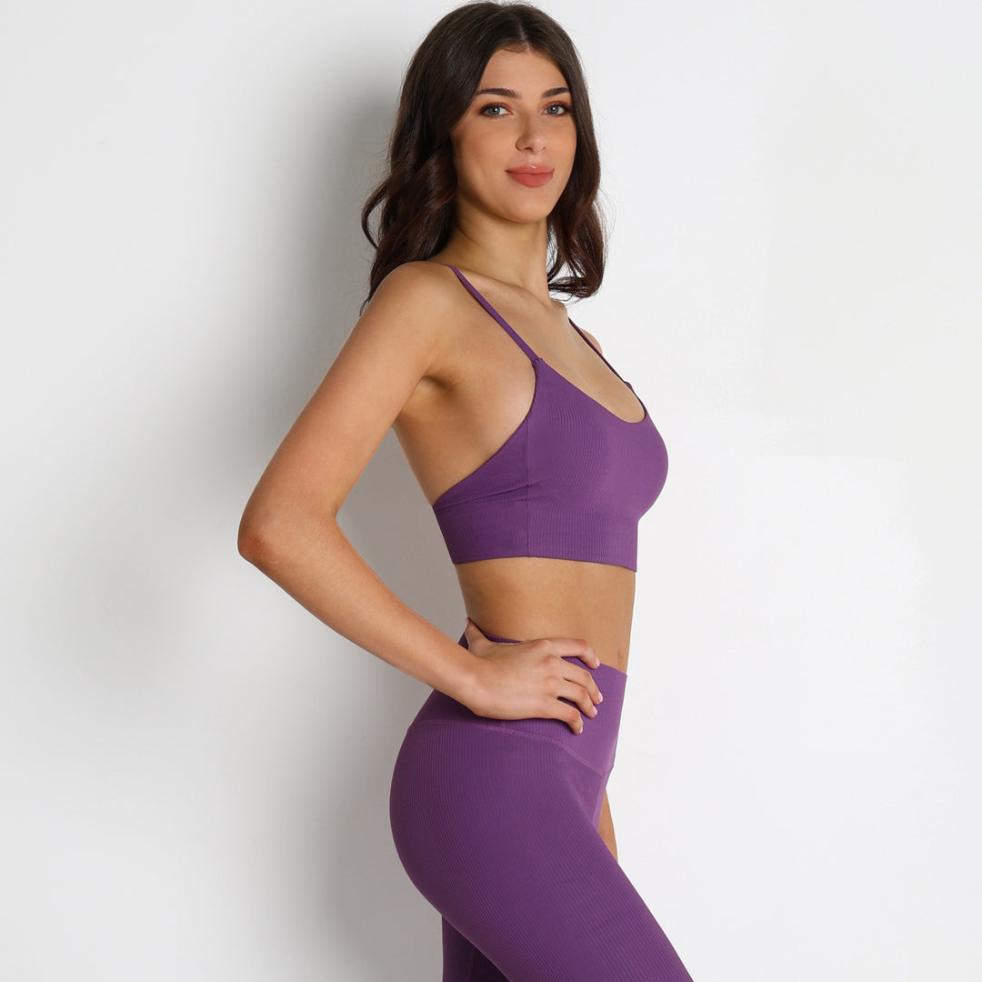 Sports Bra Yoga Clothes Women Adjustable Spaghetti Strap Rib Sexy Spaghetti Straps Outerwear Running Training Workout Clothes