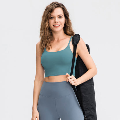 Yoga Vest with Chest Pad Women Fitness Exercise Breathable Yoga Clothes Spaghetti Strap Camisole Top