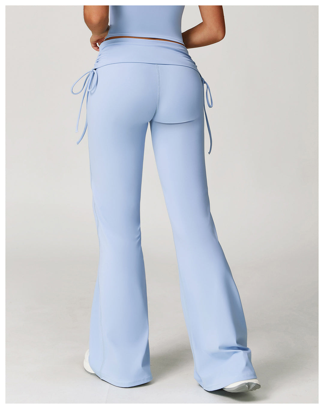 Sollinarry Folding High Waist Flared Pants Nude Feel Wide Leg Slimming Trousers Outdoor Running Fitness Sports Flared Pants