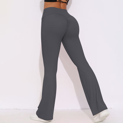 Internet Celebrity Breathable Brushed High Waist Stretch Hip Lift Casual Pocket Wide Leg Cropped Pants Running Fitness Yoga Leggings