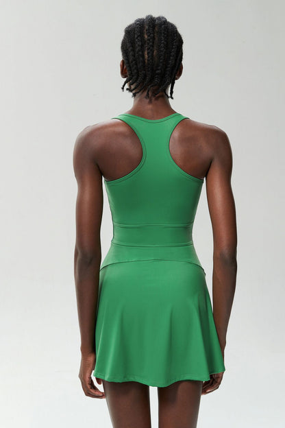 Zipper Sports Tennis Dress Women Anti Exposure Fitness Running Dress Quick Drying Badminton Aerobics Clothing Dress