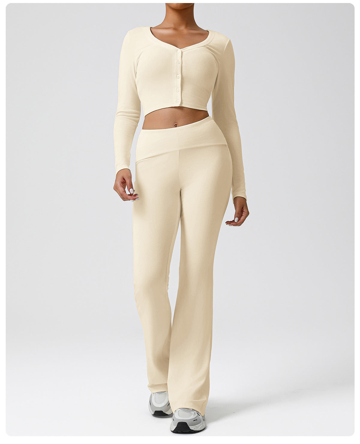 Autumn Sports Casual Bootcut Trousers High Waist Folding Hip Raise Yoga Pants Drape Dance Training Workout Pants