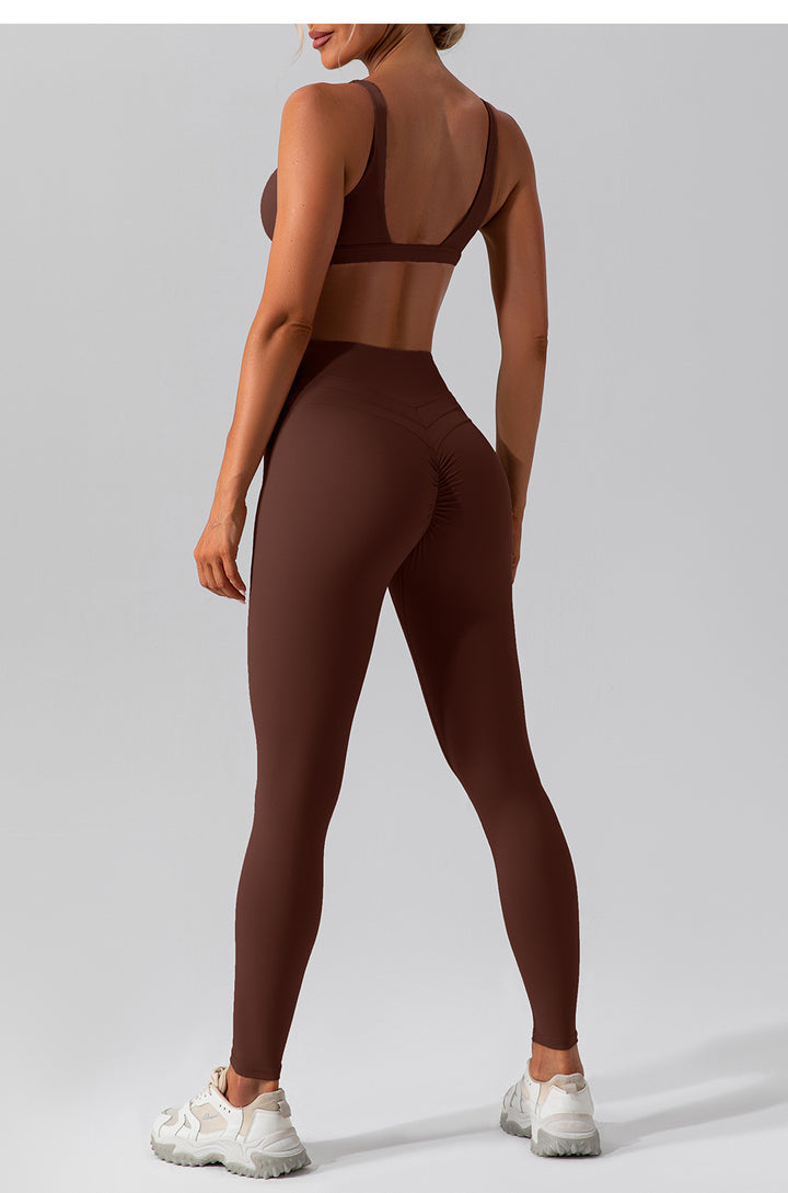 Quick Drying Nude Feel Yoga Clothes Vest Suit Outer Wear Running Sports Bra Suit High Waist Fitness Clothes