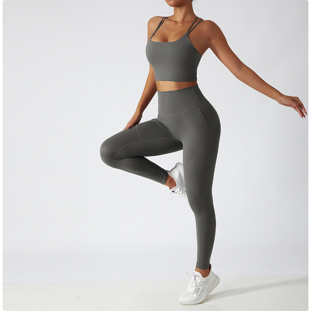 Yoga Suit Summer Breathable Training Sports Suit Women High Waist Hip Lift Running Fitness Clothes