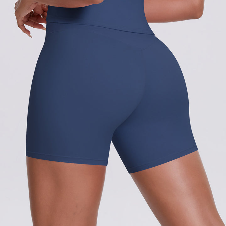 Cross High Waist Yoga Shorts Tight Nude Feel Peach Hip Lifting Sport Shorts Women Outer Wear Fitness Yoga Pants