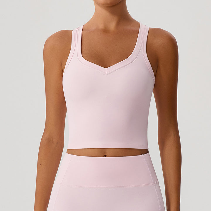 High Elastic Sports Yoga Vest High Strength I Shaped Outer Wear with Chest Pad Workout Running Top