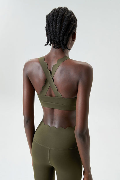 Liquid Glue Small Wave Sports Underwear Women Shockproof Workout Yoga Bra Quick Drying Running Vest