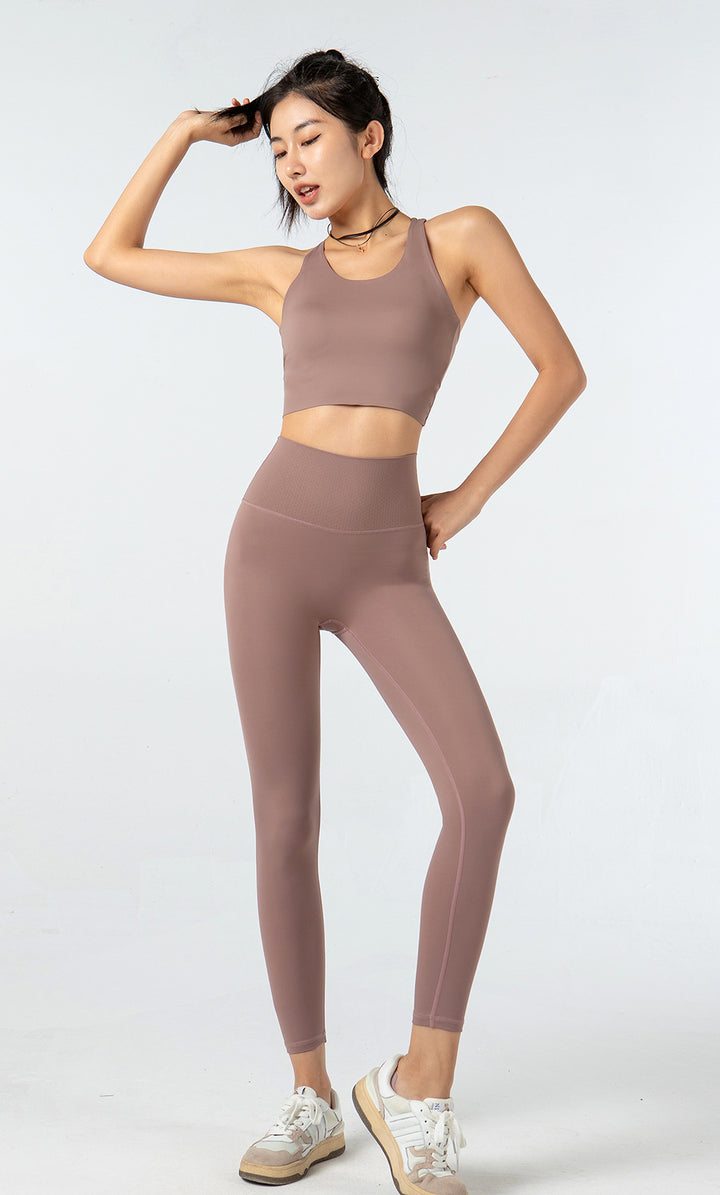 Fixed Chest Pad Underwear Sports Vest Slimming Fitness Suit Breathable Quick Drying Running Belly Contracting Yoga Clothes Two Piece Set