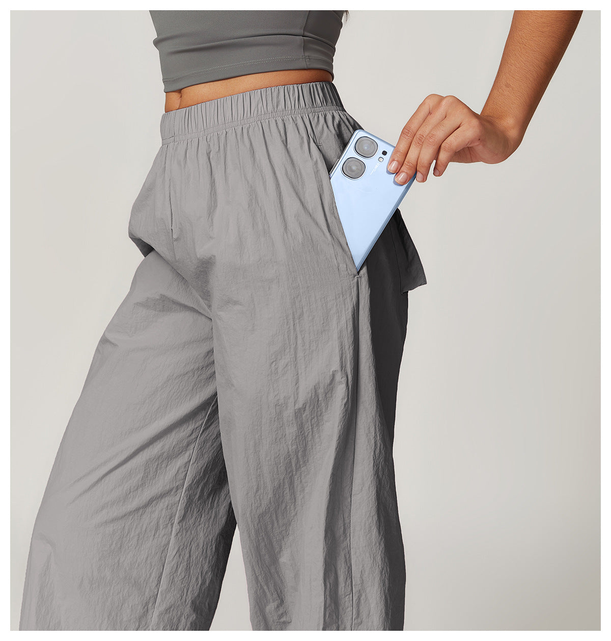 Sollinarry Summer Windproof Breathable Overalls Multi Pocket Loose Elastic Ankle Banded Pants Running Casual Sports Pants