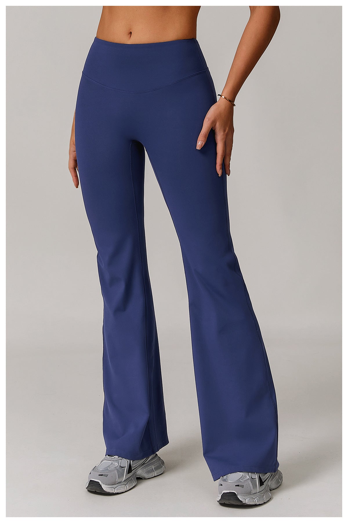 Sollinarry Skinny Yoga Pants Women Slightly Wide Leg Running Exercise Pants High Waist Workout Bell Bottom Pants