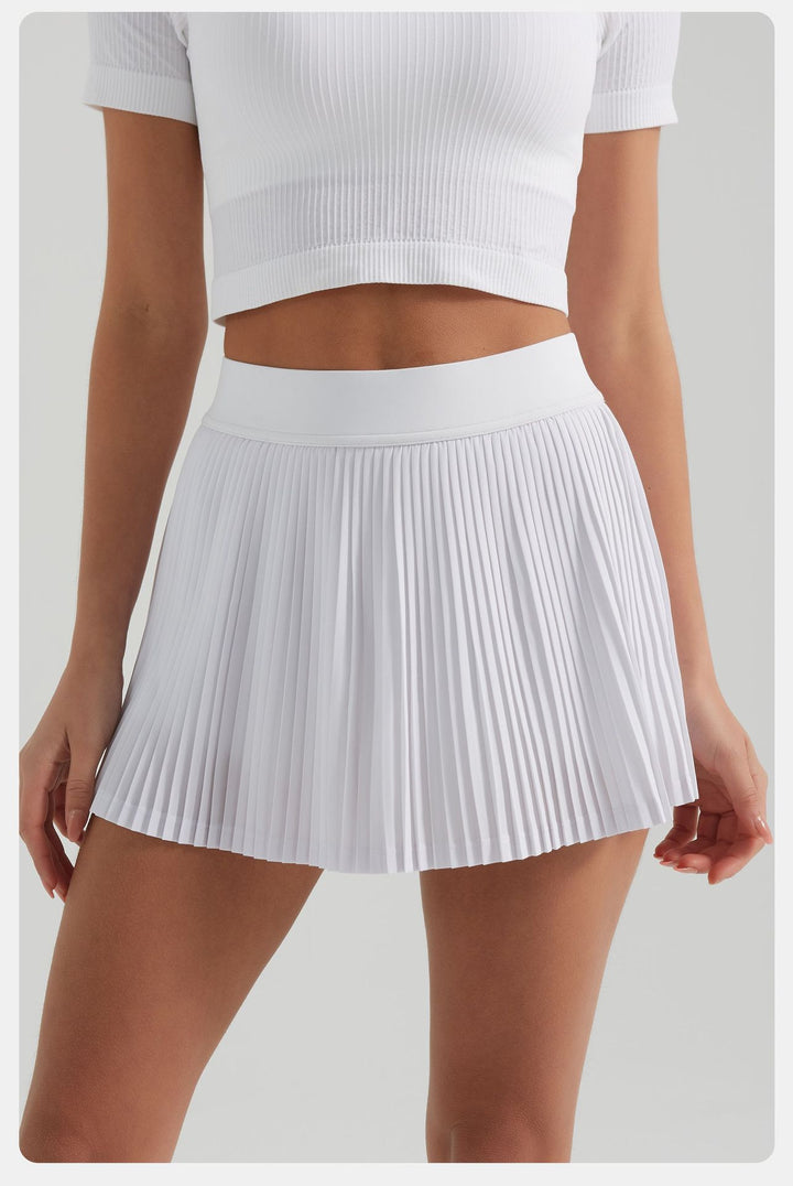 Summer High Waist Quick Drying Breathable Yoga Skirts Exposure Proof Belt Pocket Casual Outdoor Pleated Tennis Skirt