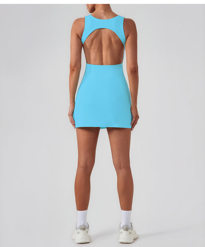 Arrival Running Jumpsuit Fitness Yoga Tennis Backless Anti Exposure Bottoming Quick Drying Sports Dress