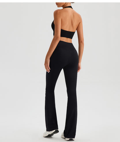 Nude Feel High Waist Hip Lift Yoga Pants Bell Bottom Pants Running Fitness Pants Slimming Tight Breathable Sports Pants