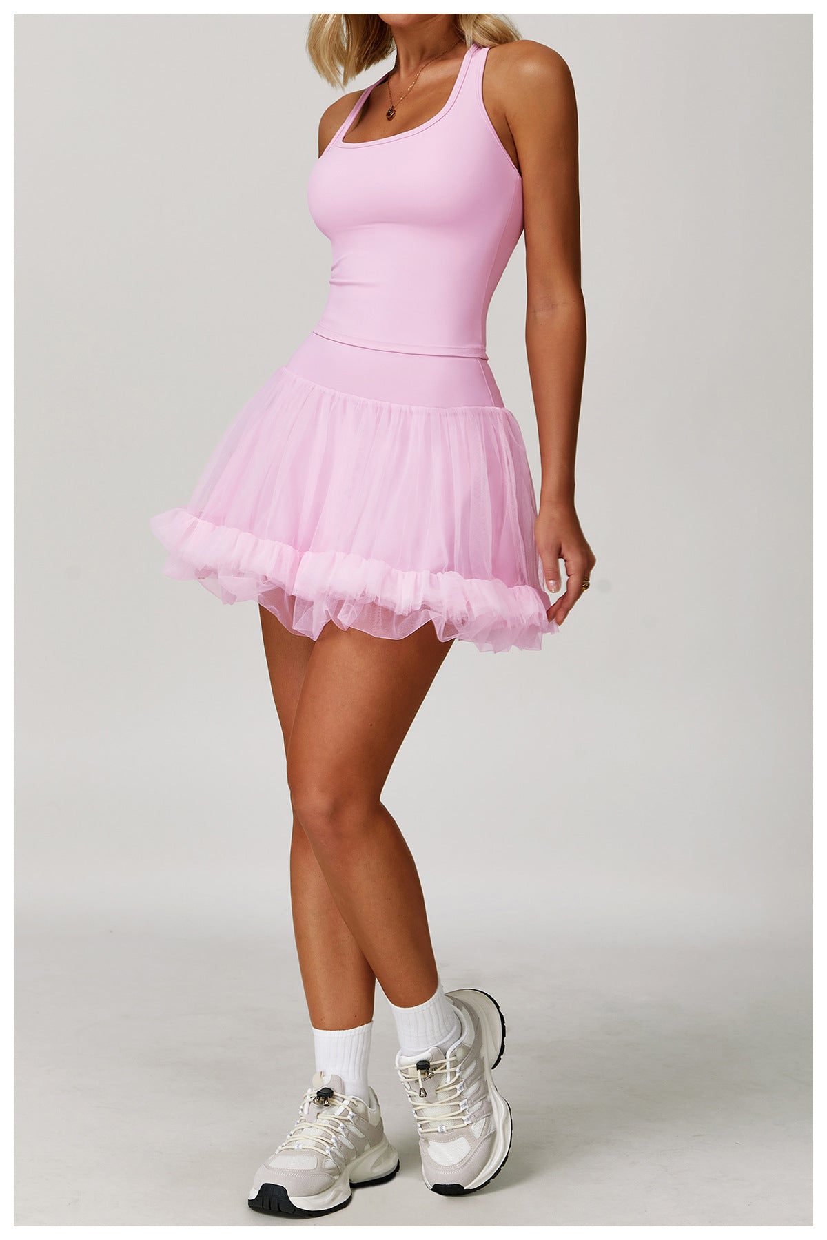 Sollinarry Summer Anti Exposure Base High Waist Tennis Skirt Casual A line Skirt Mesh Sports