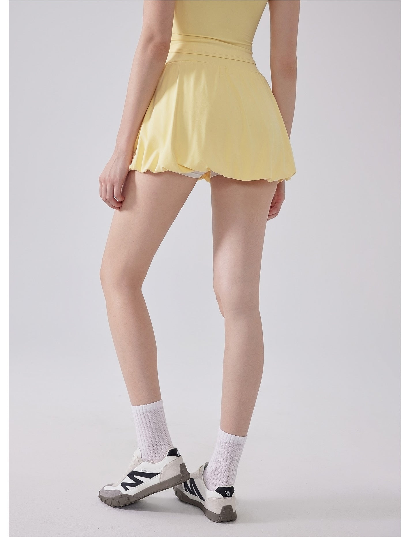 Nude Feel Girl Tennis Skirt High Waist Anti Exposure Bottom Breathable Pocket Puffy Running Sports Skirt