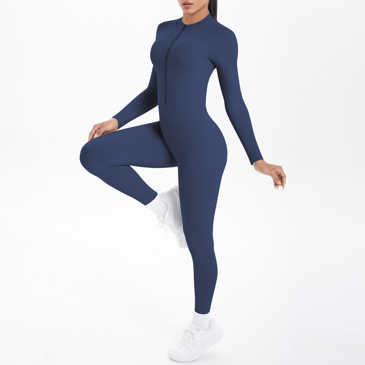 Long Sleeve Yoga Zipper One Piece High Strength Hollow Out Cutout out Beauty Back Running Fitness Clothes Sports One Piece Tights
