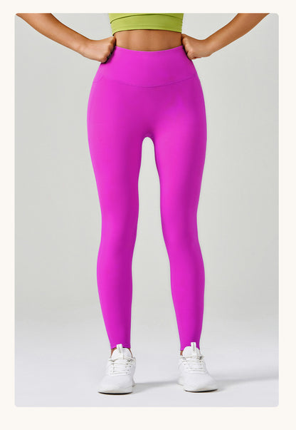 Brushed Yoga Pants Women Cloud Feeling No Embarrassment Line Pocket Yoga Clothes High Waist Peach Hip Trousers