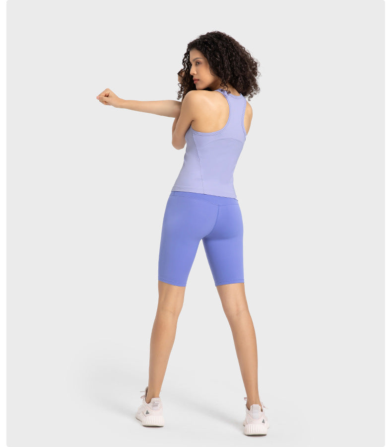 Antibacterial Deodorant Close Fitting Slimming Yoga Vest Women High Elastic Nude Feel Sports Fitness Yoga Wear