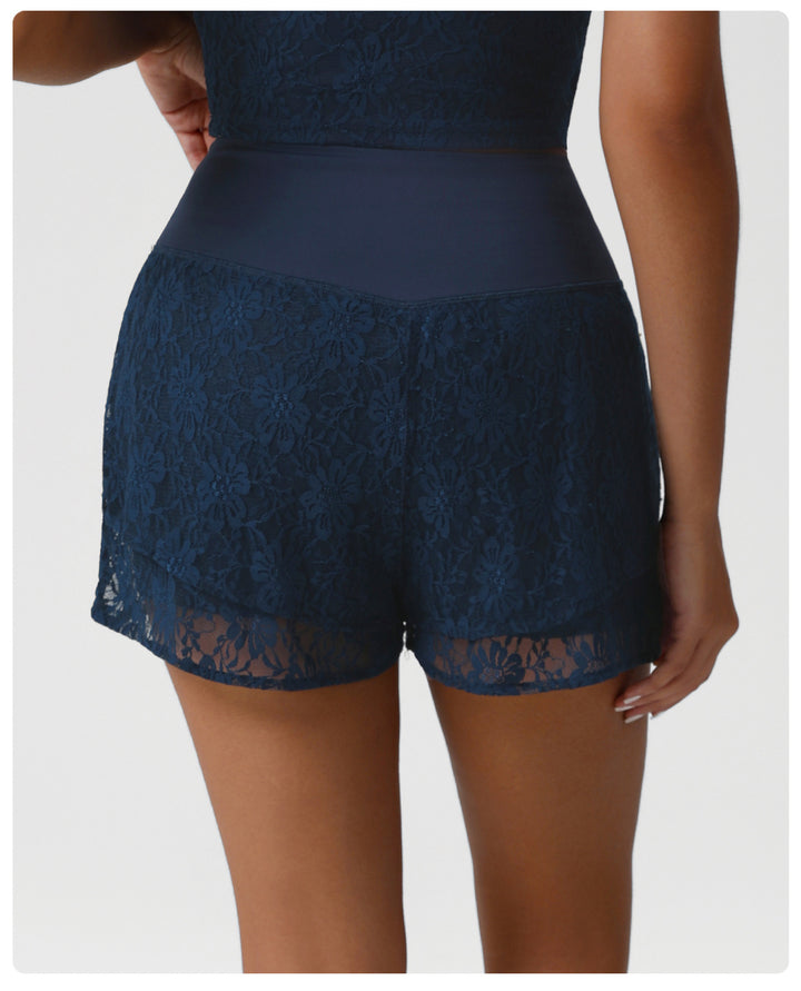 Lace Double Layer Sports Casual Shorts Exposure Proof Belt Base Shorts Outdoor Tennis Fitness Shorts