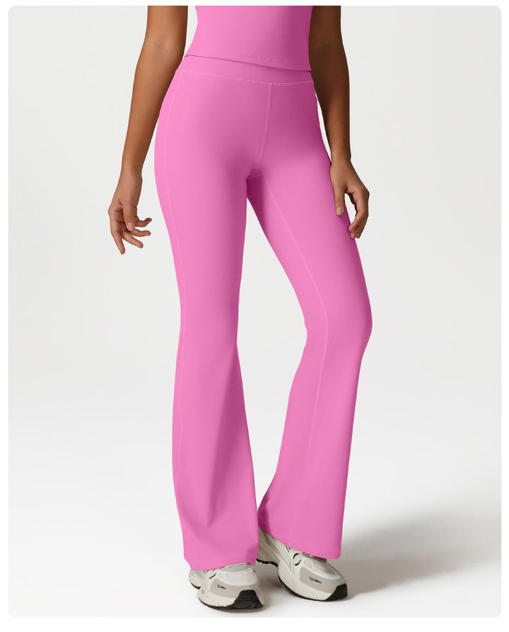Hip Lifting Contrast Color Bell-Bottom Pants High Waist Nude Feel Slimming Wide Leg Pants Sports Fitness Yoga Bootcut Pants