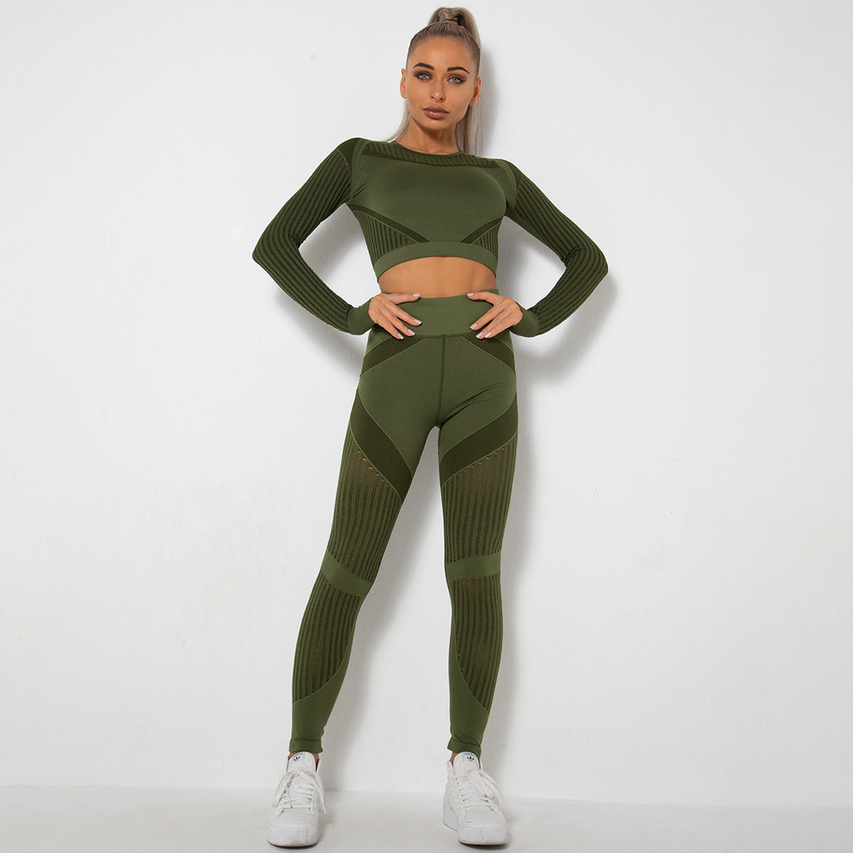 Long Sleeve Trousers Suit-Army Green